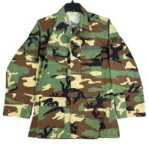 Vintage Military Jacket M Tall Air Force Woodland Camo Streetwear Y2K Grunge‎